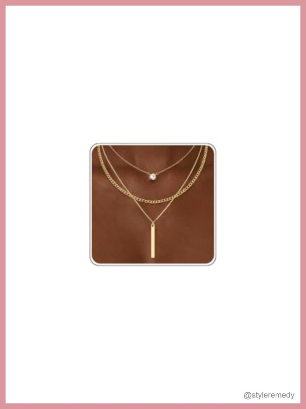14K Gold Plated Layered Necklace Set with Pendants North Star Cross Bar Pearl